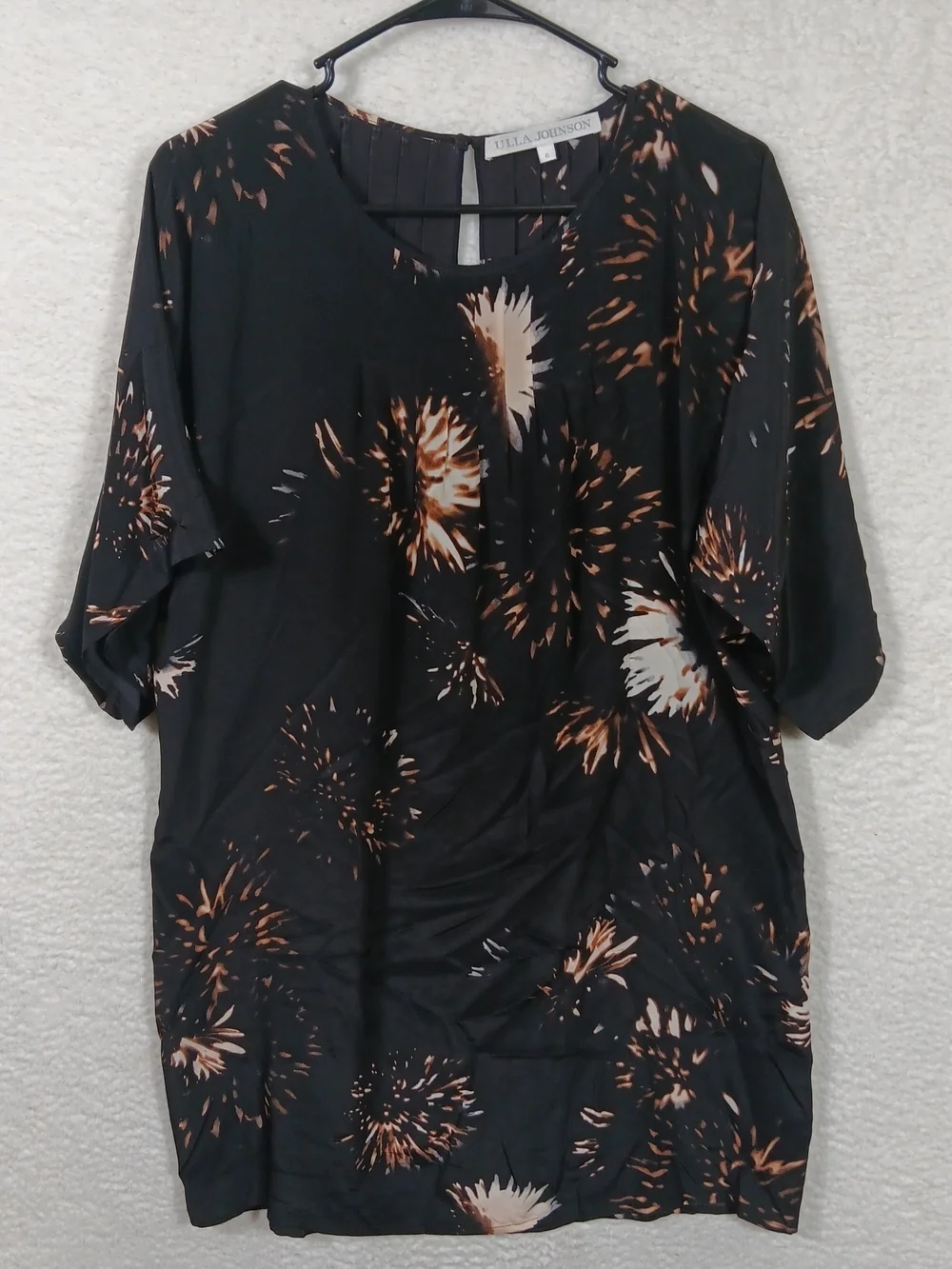 Ulla Johnson Dress Womens 6 Black Silk Midi Flowy Abstract Cover Up